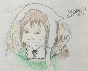 Rating: Safe Score: 0 Tags: 1girl >_< brown_hair clenched_teeth closed_eyes hood image photo signature solo suiseiseki tears teeth traditional_media User: admin