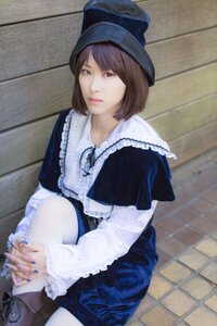 Rating: Safe Score: 0 Tags: 1girl bangs blue_headwear brick_wall brown_hair chain-link_fence closed_mouth dress hands_together hat interlocked_fingers lips long_sleeves nail_polish own_hands_together red_eyes short_hair sitting solo souseiseki tile_floor tiles wall User: admin