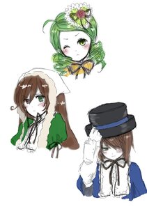 Rating: Safe Score: 0 Tags: 1girl blush bow brown_hair dress flower green_eyes hat head_scarf image long_hair long_sleeves multiple multiple_views red_eyes ribbon short_hair siblings simple_background sisters souseiseki suiseiseki tagme top_hat twins white_background User: admin