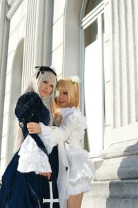Rating: Safe Score: 0 Tags: 2girls bangs blonde_hair dress frills hair_ornament hairband lips long_hair long_sleeves looking_at_viewer multiple_cosplay multiple_girls sisters standing tagme white_hair User: admin