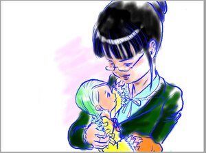 Rating: Safe Score: 0 Tags: 1boy 1girl bangs black_hair blush border closed_eyes couple glasses image kanaria long_sleeves smile solo upper_body User: admin