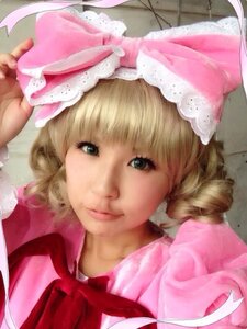 Rating: Safe Score: 0 Tags: 1girl bangs blonde_hair bow closed_mouth dress green_eyes hat hina_ichigo hinaichigo lips looking_at_viewer pink_bow pink_dress portrait ribbon short_hair smile solo User: admin