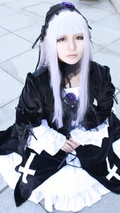 Rating: Safe Score: 0 Tags: 1girl bangs black_dress chain-link_fence dress flower frilled_sleeves frills gothic_lolita hairband lips lolita_fashion long_hair long_sleeves looking_at_viewer red_eyes rose solo suigintou User: admin