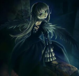 Rating: Safe Score: 0 Tags: 1girl black_dress black_wings blonde_hair dark dress frills gothic_lolita image lolita_fashion long_hair long_sleeves looking_at_viewer looking_back night red_eyes ribbon rose solo suigintou very_long_hair wings User: admin