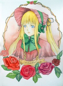 Rating: Safe Score: 0 Tags: 1girl blonde_hair blue_eyes bonnet bow bowtie dress flower green_bow green_neckwear image long_hair orange_flower pink_flower pink_rose purple_rose red_flower red_rose rose shinku sidelocks solo thorns traditional_media tulip yellow_rose User: admin