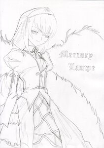 Rating: Safe Score: 0 Tags: 1girl dress frills greyscale hairband image long_sleeves looking_at_viewer monochrome puffy_sleeves ribbon solo standing suigintou wings User: admin