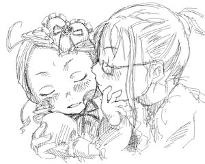 Rating: Safe Score: 0 Tags: blush closed_eyes greyscale hair_ornament image kanaria kusabue_mitsu monochrome multiple_girls sketch smile solo upper_body User: admin