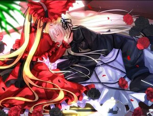 Rating: Safe Score: 0 Tags: 2girls blonde_hair blush dress flower hairband hand_on_another's_face image kiss long_hair long_sleeves multiple_girls pair petals red_flower red_rose rose rose_petals shinku suigintou very_long_hair white_hair yuri User: admin