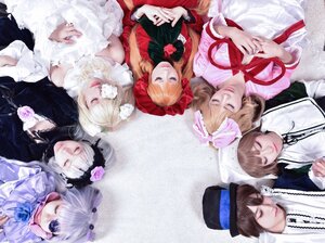 Rating: Safe Score: 0 Tags: 6+girls blonde_hair bow brown_hair closed_eyes dress eyepatch flower hair_ornament hat long_hair multiple_cosplay multiple_girls pink_bow realistic short_hair siblings silver_hair tagme top_hat twins User: admin