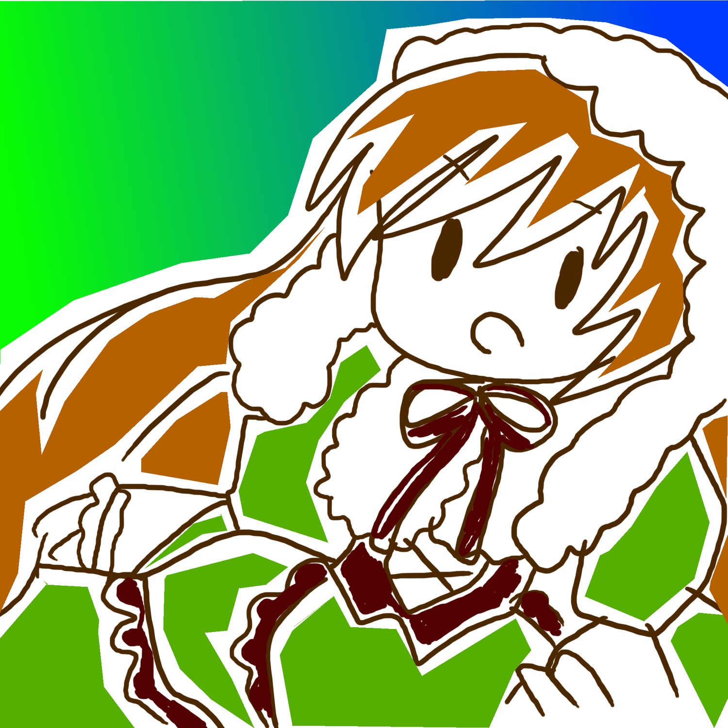 1girl :d apron bangs dress eyebrows_visible_through_hair fur_trim image long_sleeves neck_ribbon open_mouth ribbon smile solo suiseiseki white_apron