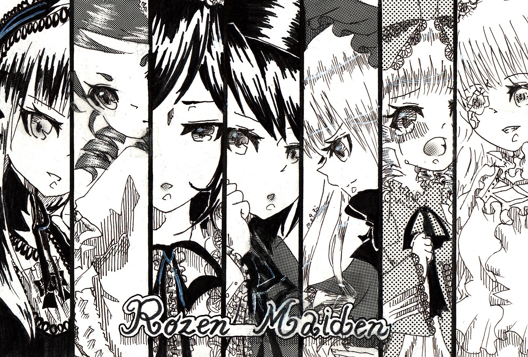 2girls blush image lace long_hair monochrome multiple multiple_girls open_mouth tagme tears tongue tongue_out
