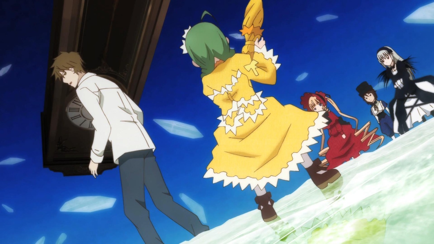4girls brown_hair dress green_hair image long_hair multiple multiple_boys multiple_girls red_hair short_hair tagme