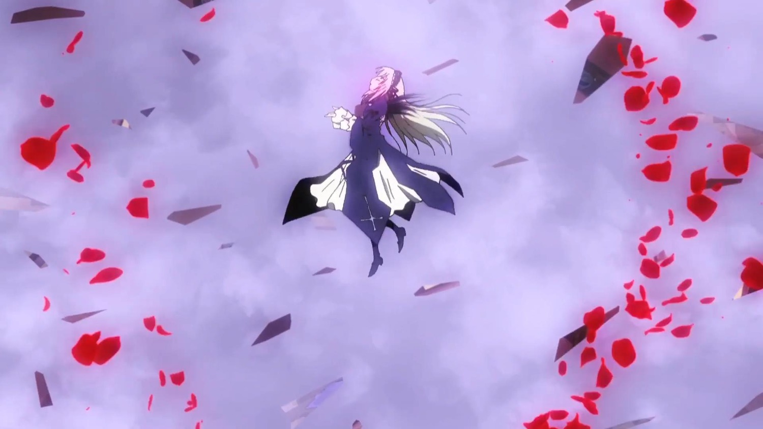1girl blonde_hair closed_eyes dress flower gradient_hair hijiri_byakuren image long_hair long_sleeves multicolored_hair petals ribbon solo suigintou wind