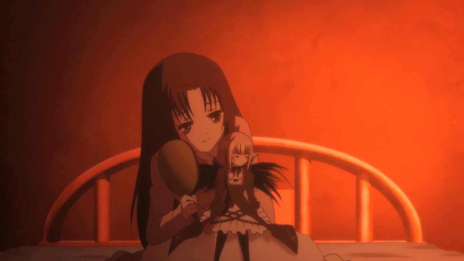 2girls child hug image kakizaki_megu long_hair long_sleeves multiple_girls solo suigintou