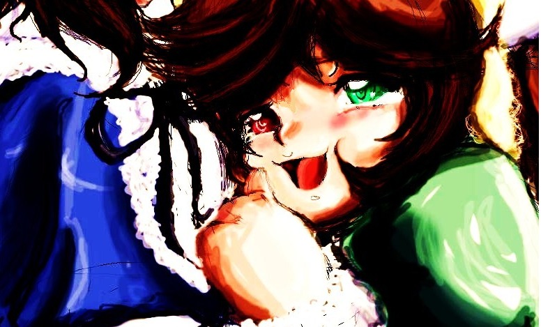 1girl dress green_eyes hat image long_sleeves open_mouth simple_background smile solo suiseiseki
