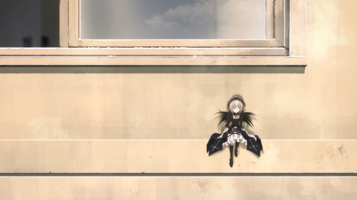 1girl black_dress dress image long_hair silver_hair solo suigintou weapon