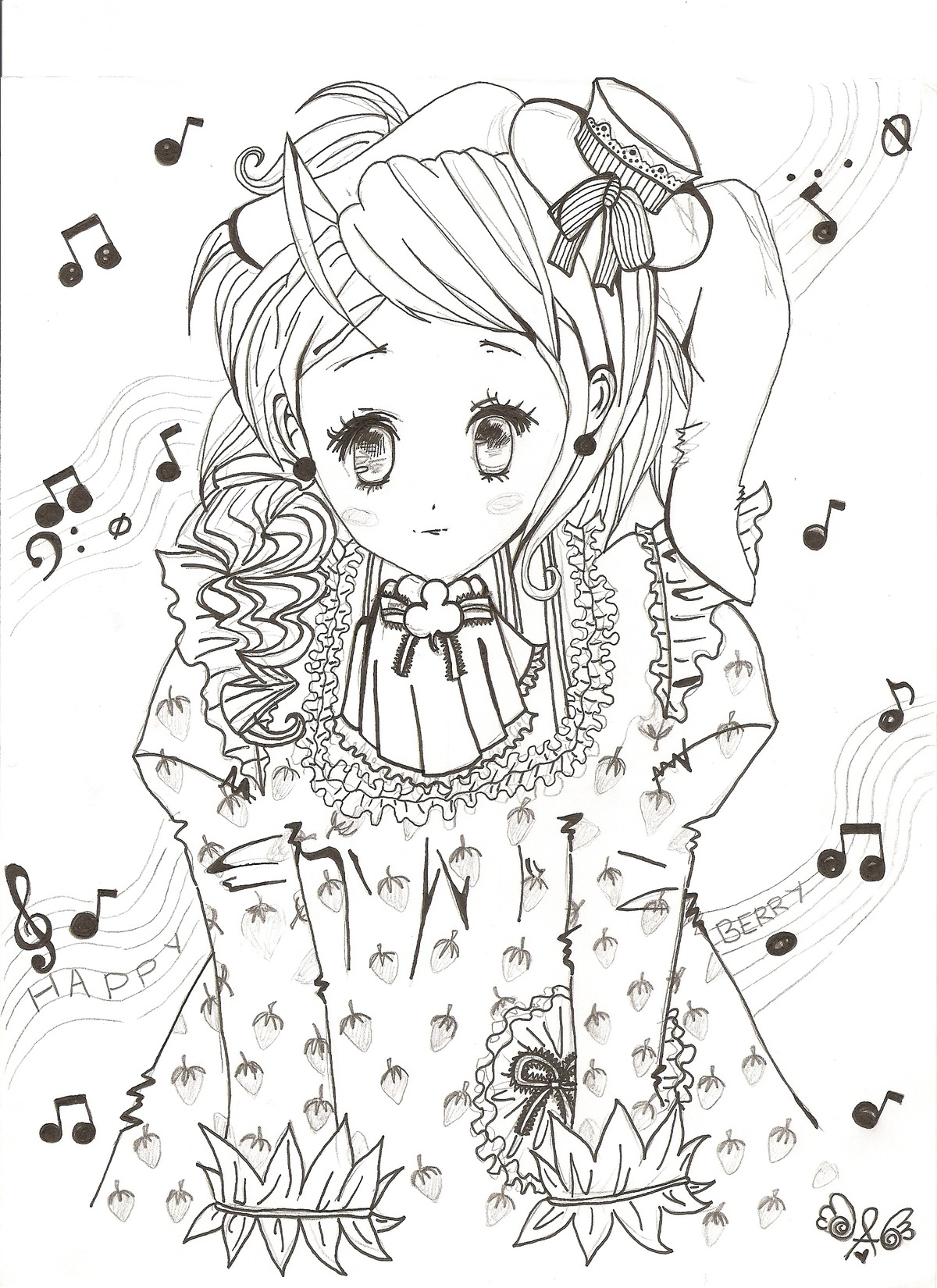 1girl ? acoustic_guitar bass_clef beamed_eighth_notes beamed_sixteenth_notes blush bow_(instrument) confetti dancing dress eighth_note electric_guitar greyscale guitar hat holding_instrument image instrument kanaria keyboard_(instrument) lyrics microphone mini_hat monochrome music musical_note piano playing_instrument quarter_note sheet_music singing sixteenth_note solo spoken_musical_note spoken_question_mark staff_(music) traditional_media treble_clef twin_drills violin