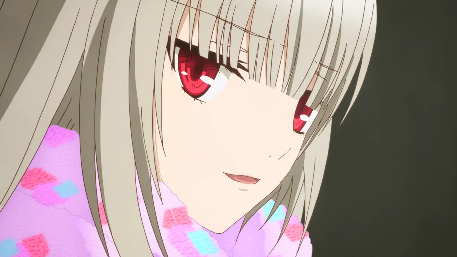 1girl bangs eyebrows_visible_through_hair face image looking_at_viewer open_mouth red_eyes short_hair smile solo suigintou