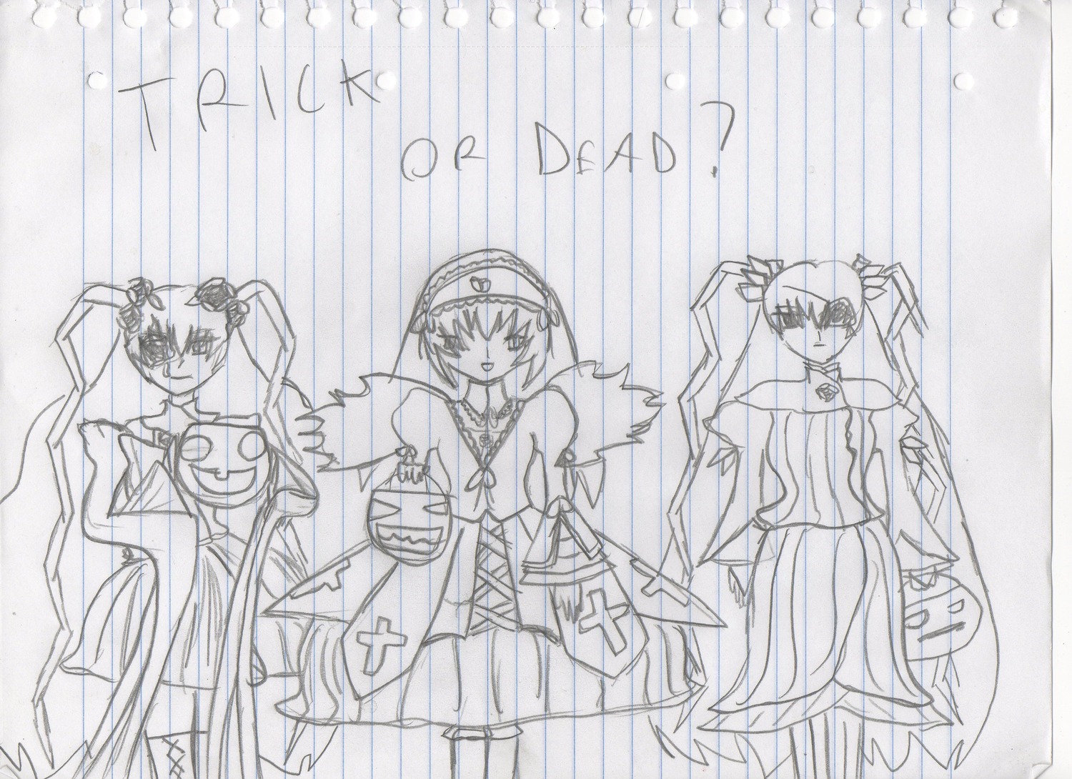 3girls dress hatsune_miku image long_hair long_sleeves looking_at_viewer monochrome multiple multiple_girls sketch standing tagme twintails very_long_hair