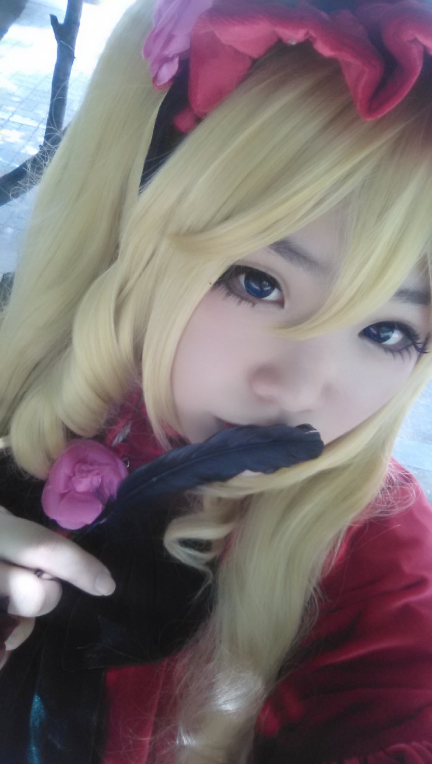 1girl blonde_hair blue_eyes flower lips rose shinku solo