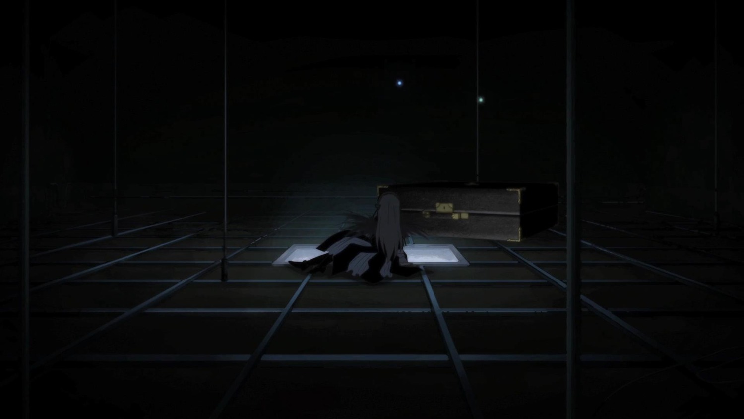 1girl auto_tagged dark image indoors long_hair piano scenery sitting solo standing suigintou white_hair