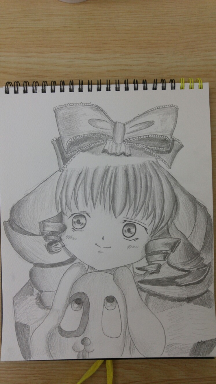 1girl bow graphite_(medium) greyscale hair_bow hair_tubes hakurei_reimu hinaichigo image looking_at_viewer monochrome photo shikishi smile solo tears traditional_media