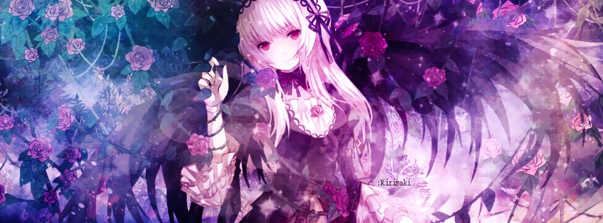 1girl dress flower hairband image joints lolita_fashion long_hair looking_at_viewer pink_rose red_eyes ribbon rose smile solo suigintou very_long_hair