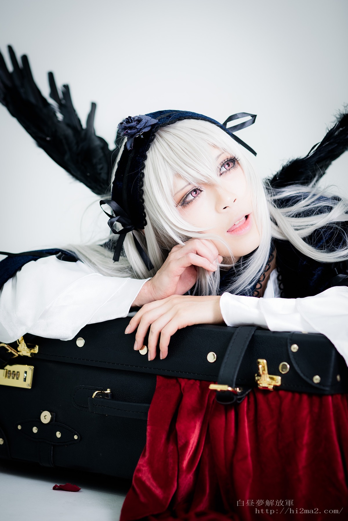 1girl bangs feathers hairband lips long_sleeves looking_at_viewer ribbon solo suigintou upper_body