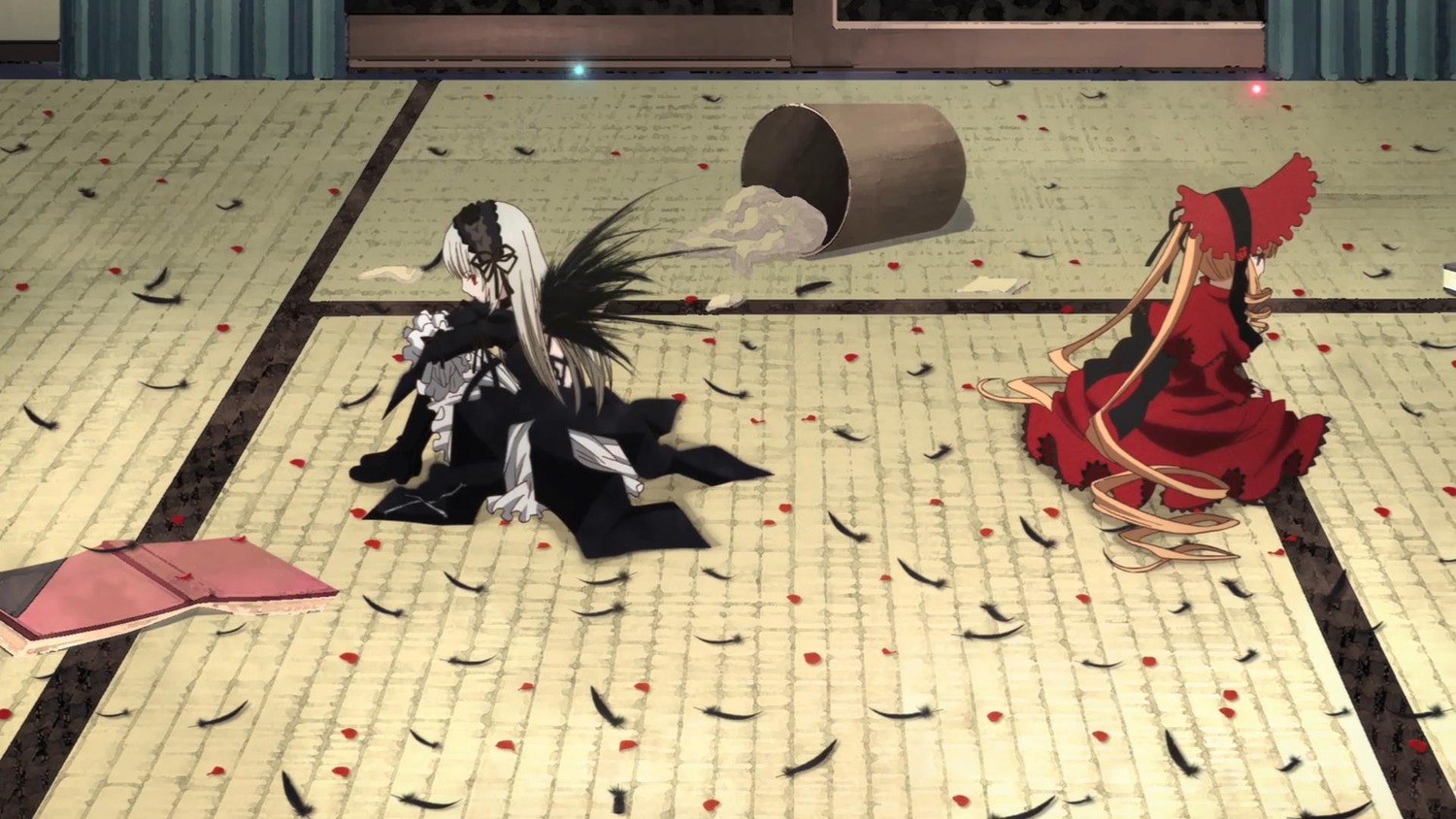 auto_tagged battle bird feathers hat image long_hair pair shinku suigintou sword weapon
