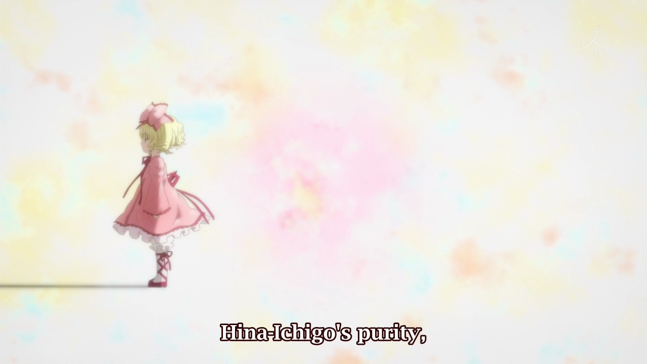 1girl blonde_hair dress hinaichigo image pink_dress puffy_sleeves short_hair solo