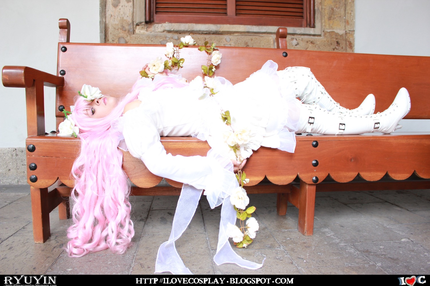 1girl flower kirakishou long_hair pink_hair sitting solo