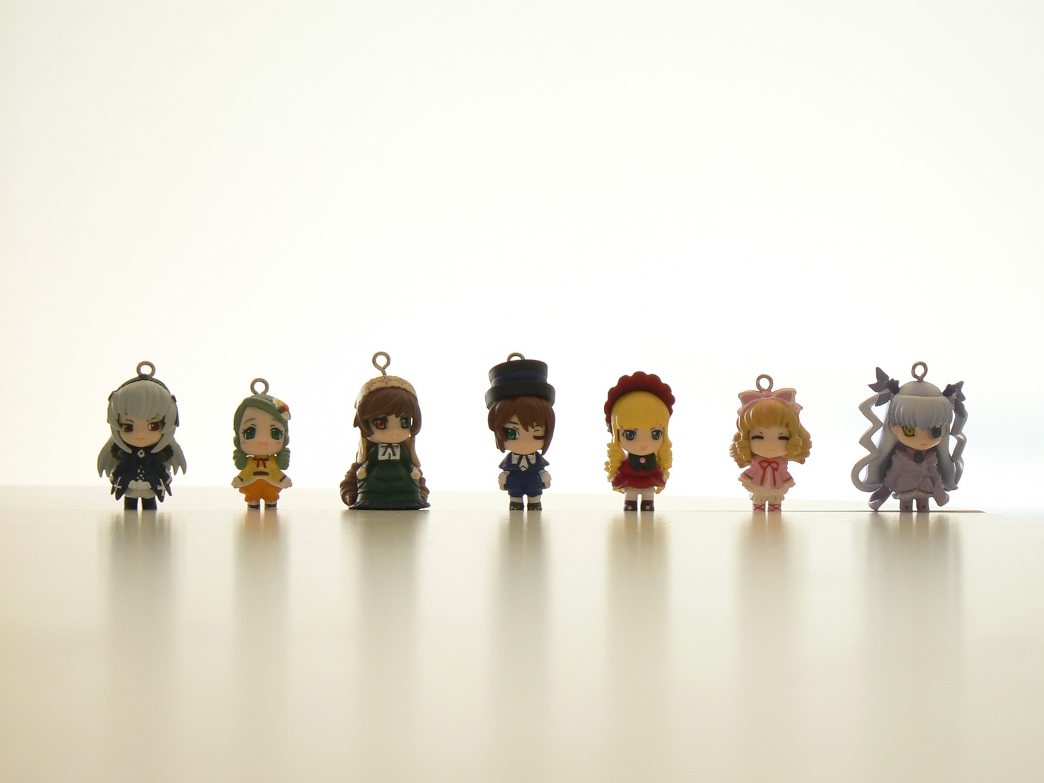 6+girls ahoge blonde_hair chibi doll dress hat long_hair multiple_dolls nero_claudius_(fate) tagme weapon