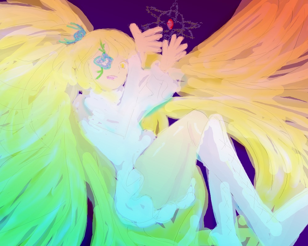 1girl blonde_hair eyepatch flower image kirakishou long_hair solo very_long_hair yellow_eyes