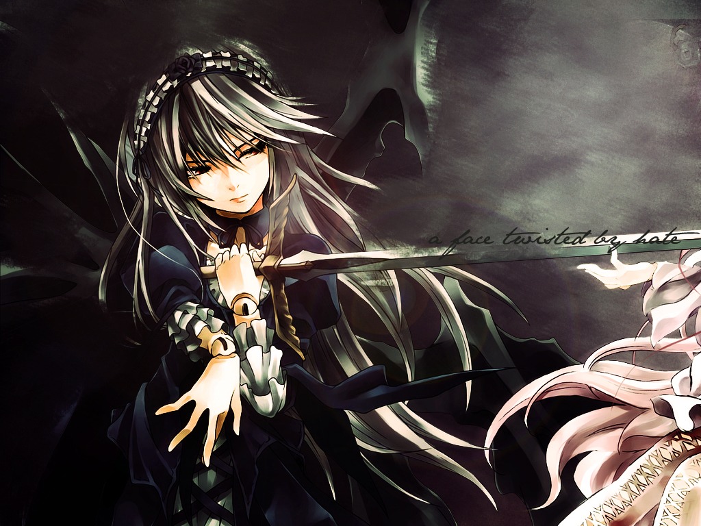 1girl black_dress dress gothic hairband image lolita_hairband long_hair long_sleeves solo suigintou wings