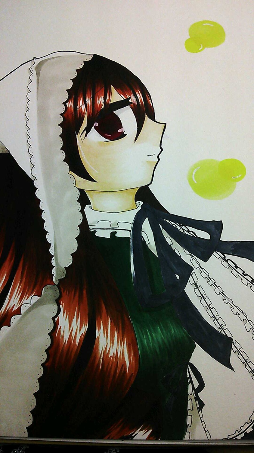 1girl bug butterfly chain closed_mouth from_side image insect profile red_eyes simple_background solo suiseiseki upper_body