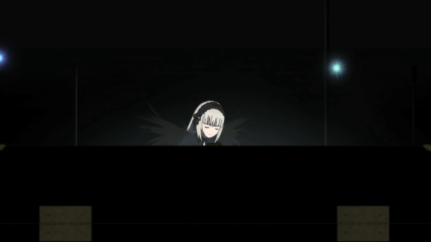 1girl auto_tagged dress gothic_lolita hairband image lolita_fashion lolita_hairband ribbon short_hair silver_hair solo suigintou