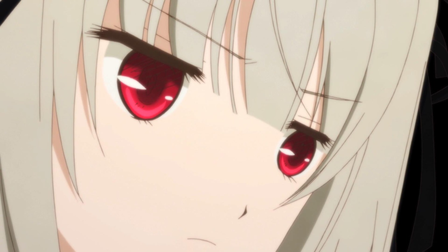 1girl bangs blonde_hair blush close-up eyebrows_visible_through_hair face illyasviel_von_einzbern image looking_at_viewer red_eyes simple_background solo suigintou