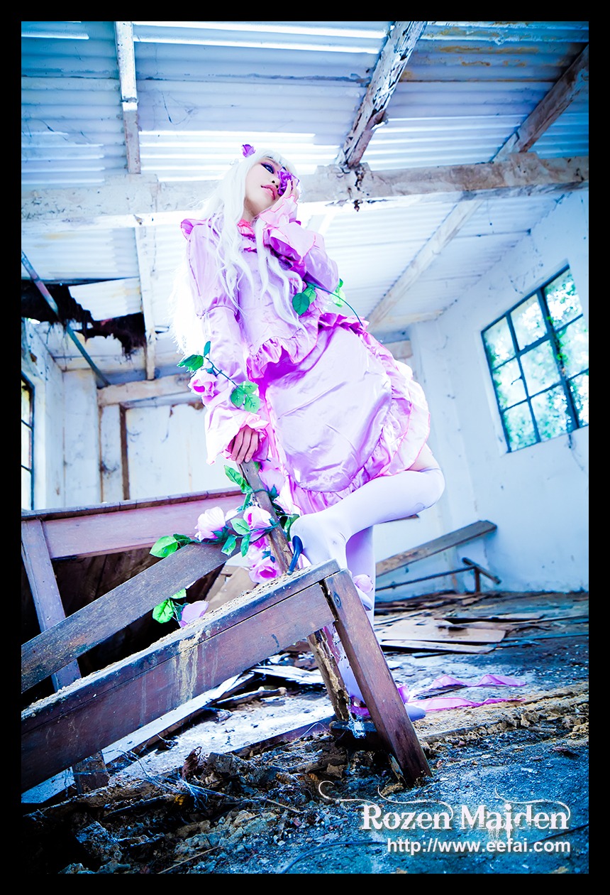 1girl barasuishou black_border dress hair_ornament indoors letterboxed long_hair purple_eyes sitting solo very_long_hair water
