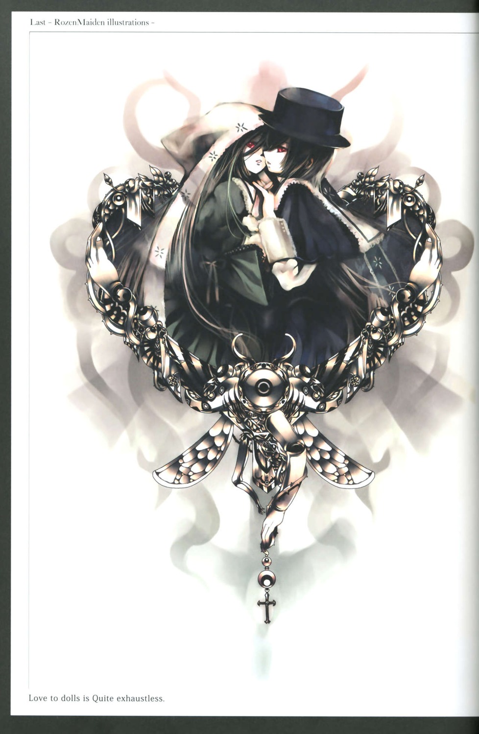 1girl black_hair chain dress hat image kei pair red_eyes short_hair souseiseki suiseiseki top_hat
