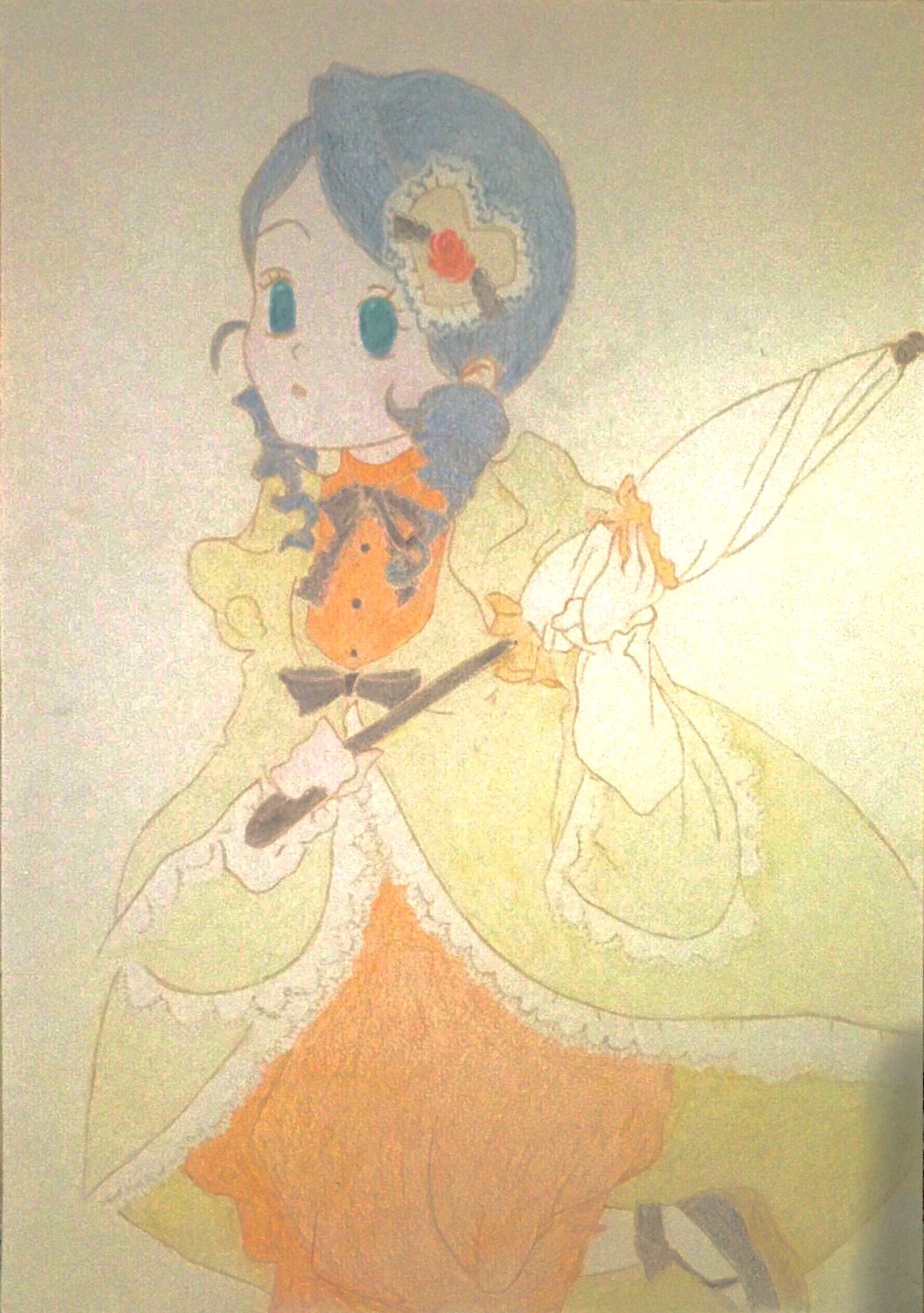 1girl blue_eyes dress flower hair_flower hair_ornament image kanaria solo