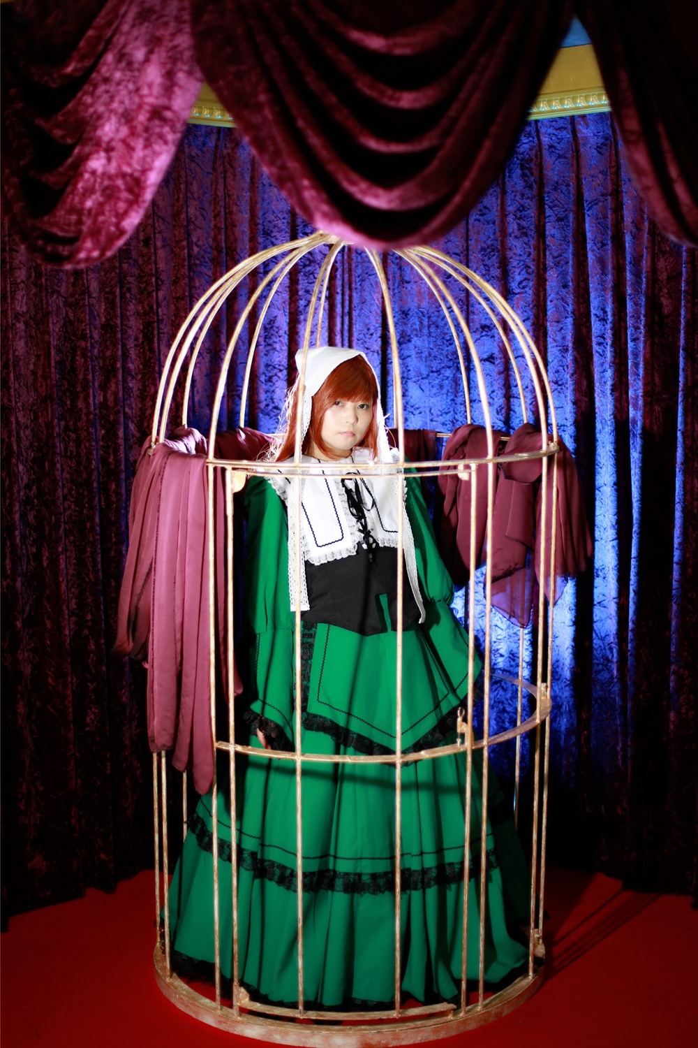 1girl curtains full_body hood looking_at_viewer solo standing suiseiseki