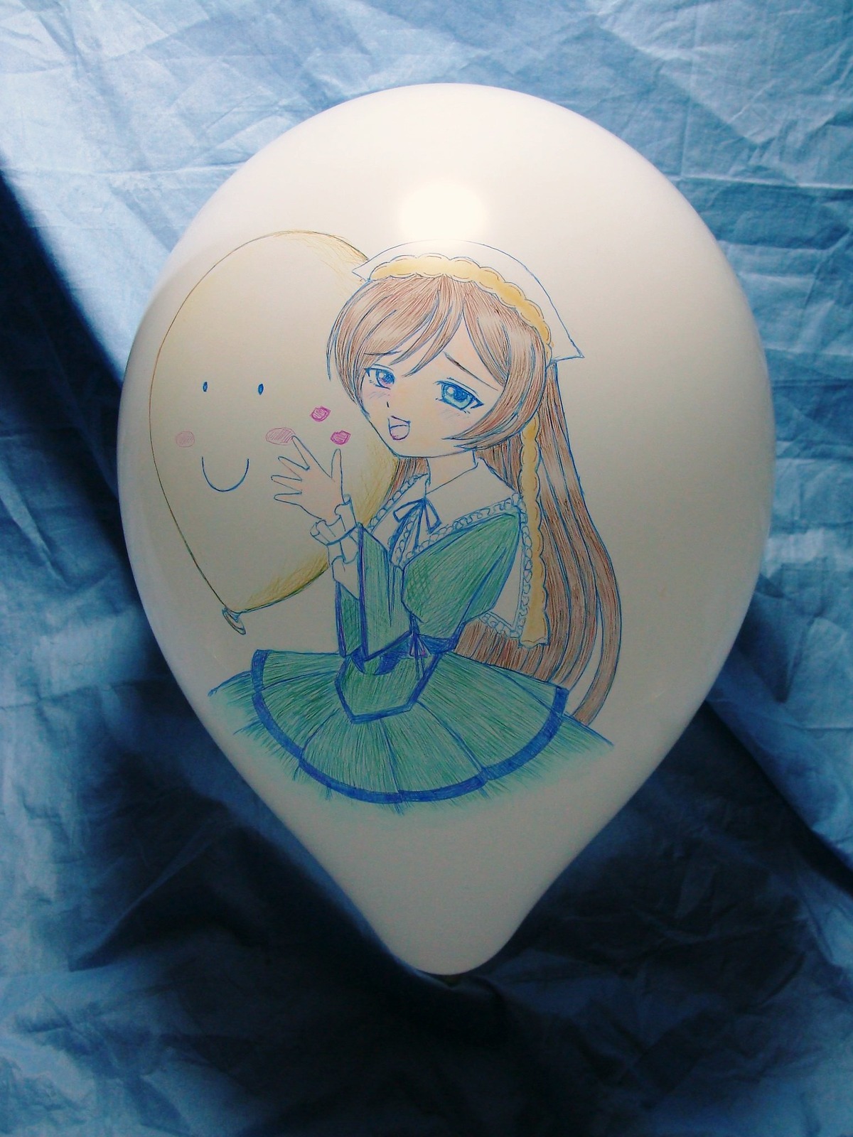 1girl blue_eyes brown_hair crescent_moon dress full_moon image long_hair long_sleeves mermaid monster_girl moon night open_mouth smile solo suiseiseki traditional_media watercolor_(medium)