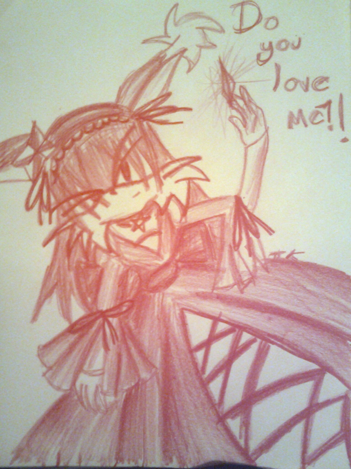 2girls hair_ribbon image kaname_madoka long_hair monochrome multiple_girls ribbon solo suigintou traditional_media