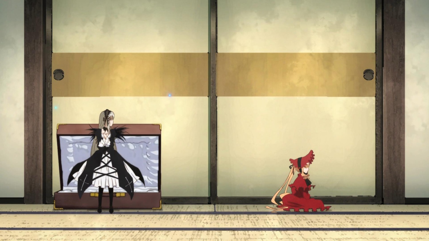 black_hair bow hair_bow hakurei_reimu image pair shinku sitting suigintou tatami