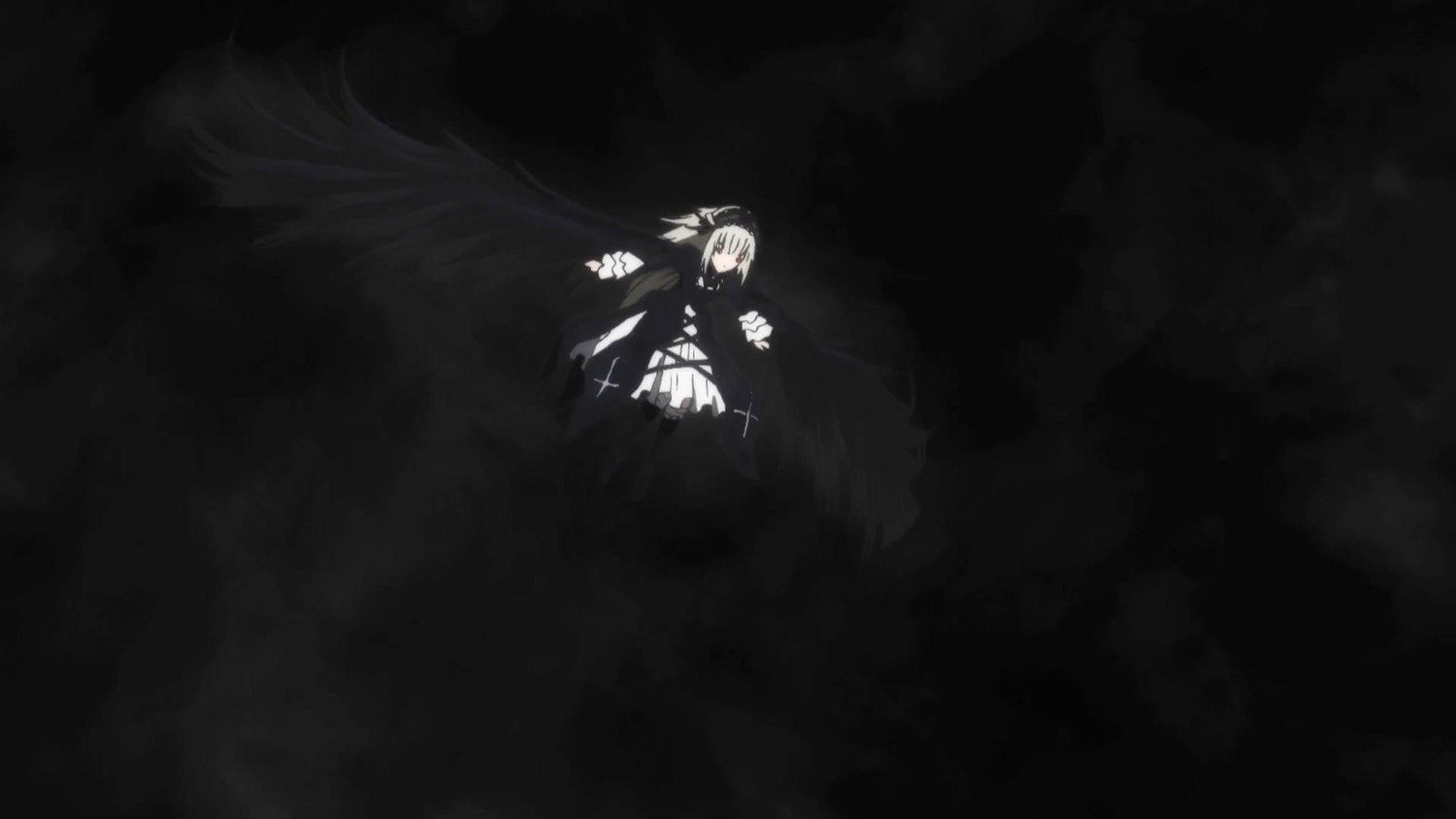 auto_tagged dark dress image monochrome multiple_girls short_hair solo suigintou