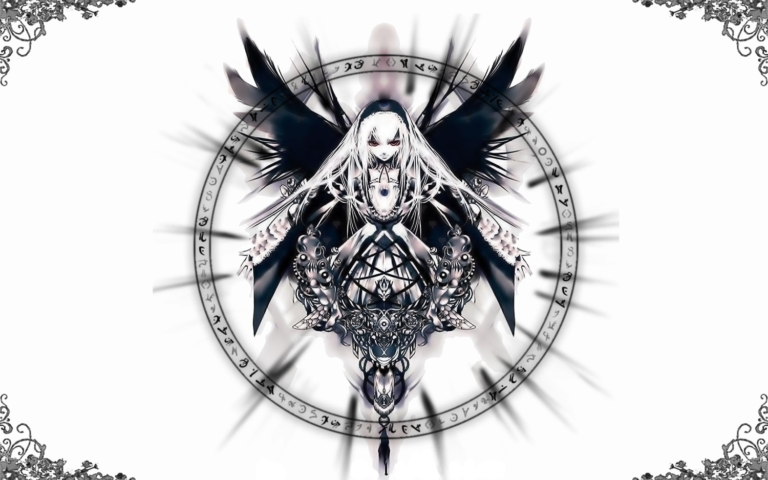1girl artist_name chain image long_hair solo suigintou very_long_hair white_hair