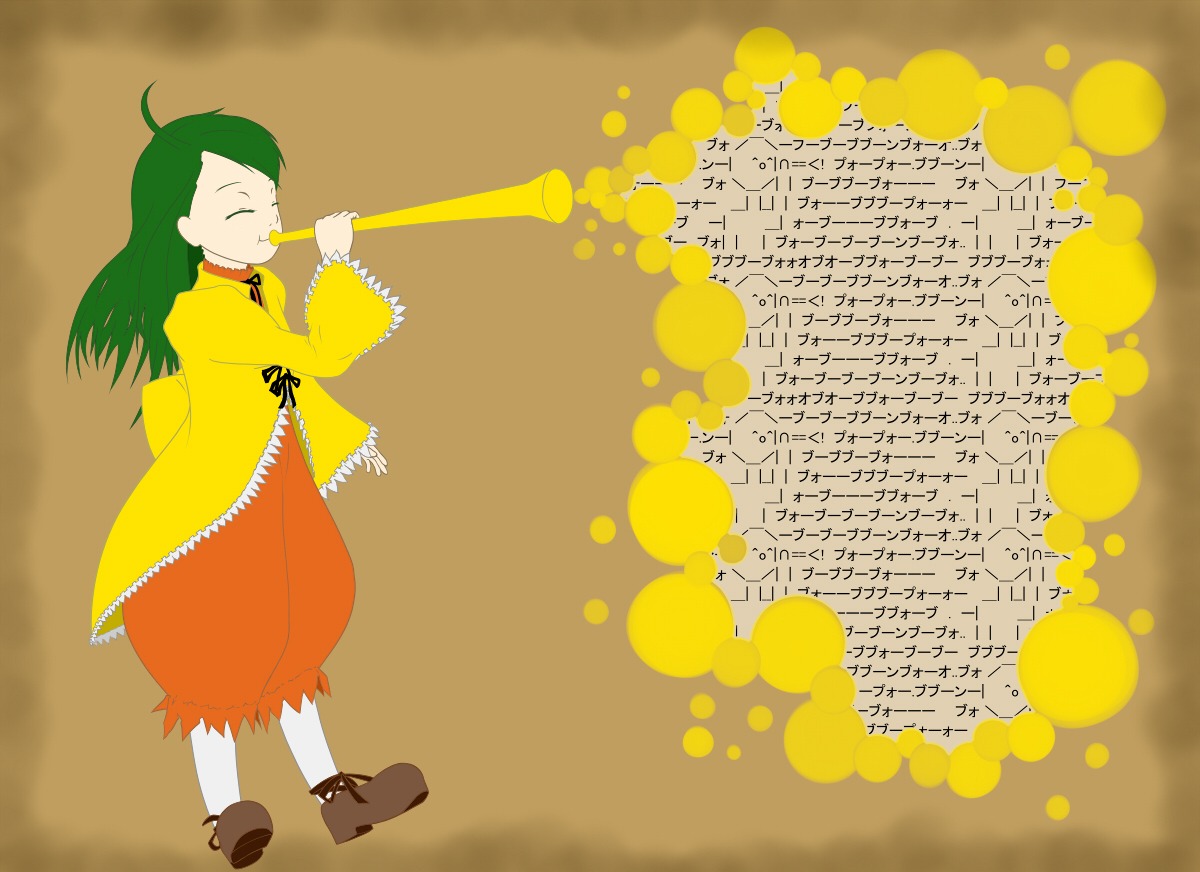 1girl ahoge closed_eyes dress full_body green_hair image kanaria long_hair long_sleeves solo standing yellow_dress