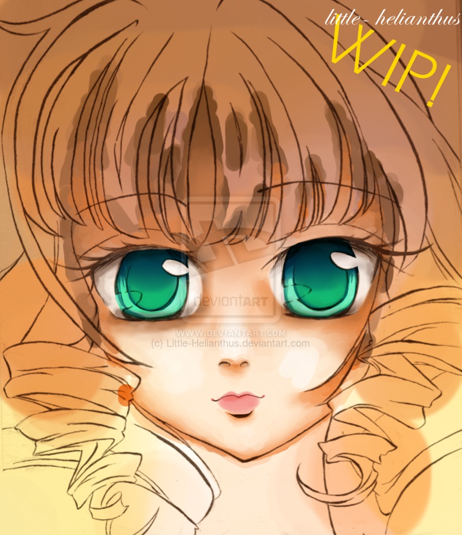 1girl auto_tagged bangs blonde_hair curly_hair drill_hair english_text eyebrows_visible_through_hair face hinaichigo image long_hair looking_at_viewer portrait ringlets simple_background solo tomoe_mami twin_drills