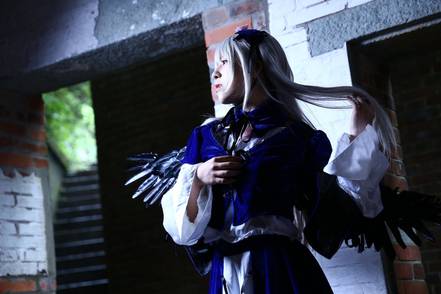 1girl building dress indoors long_hair solo suigintou twintails