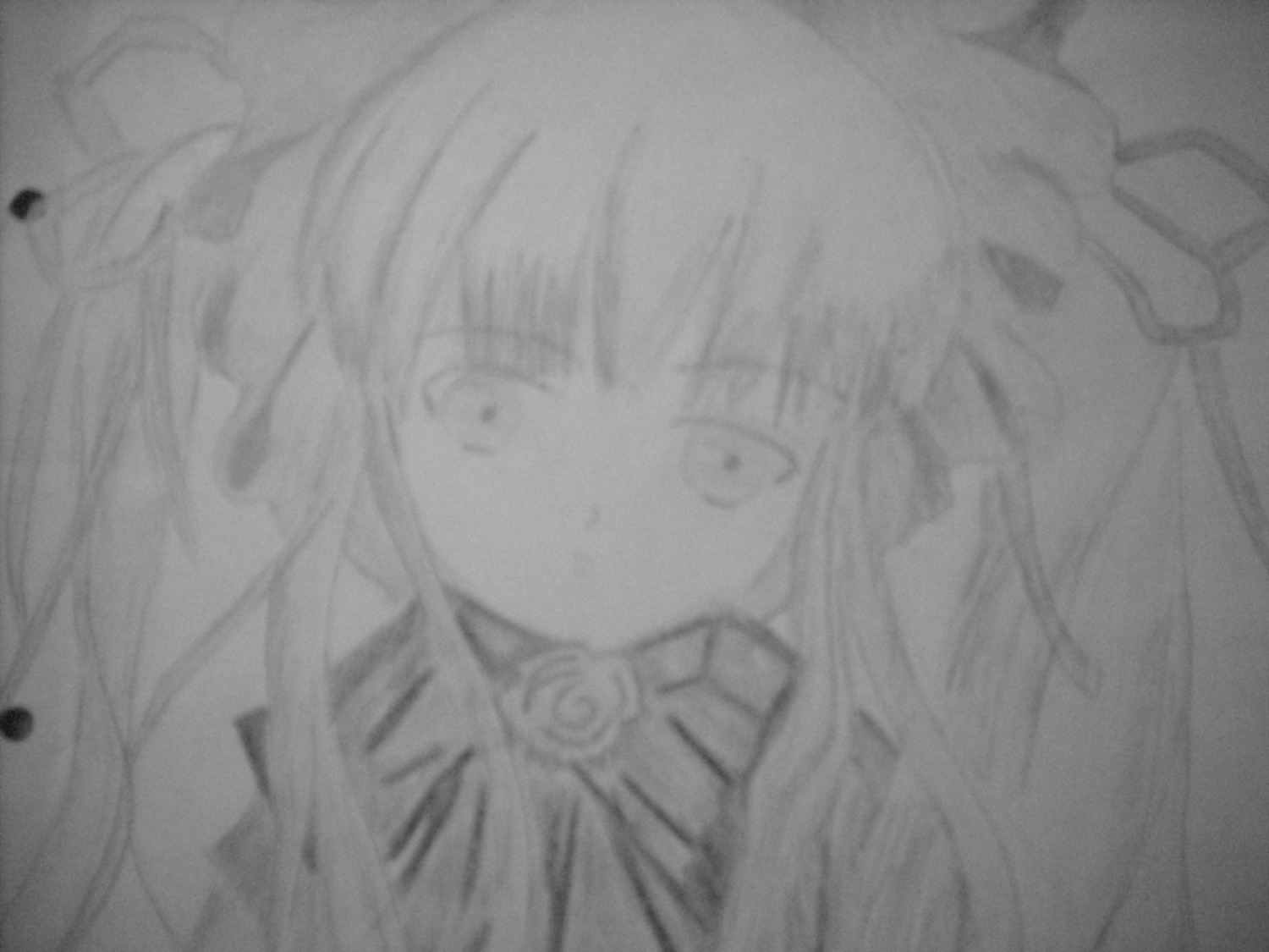 flower greyscale image kaname_madoka monochrome multiple_girls rose shinku solo